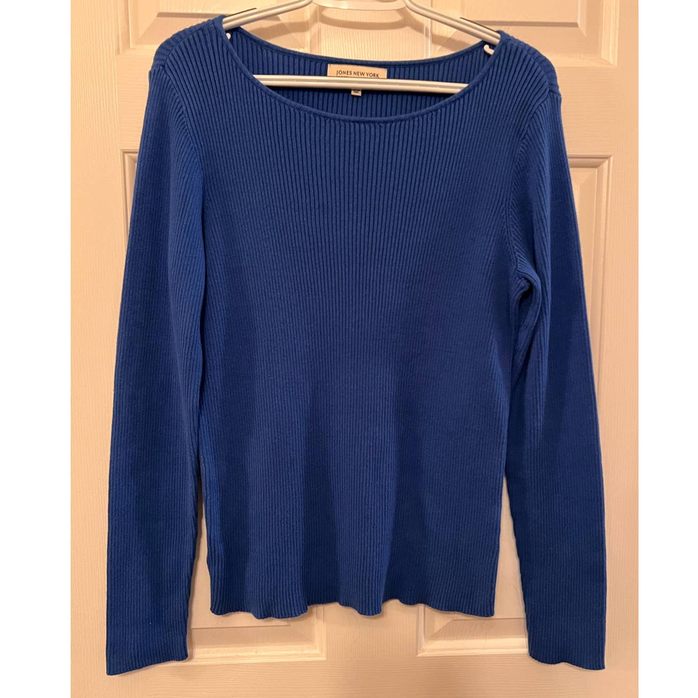 Jones New York Sport Pullover Blue Sweater Size XL 25" Long x 19 1/2" Pit to Pit